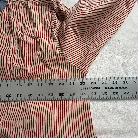 Tancredi & Morgen Women's Long Sleeve Popover Tunic Top Striped Red Hi-Lo Hem - Picture 7 of 8